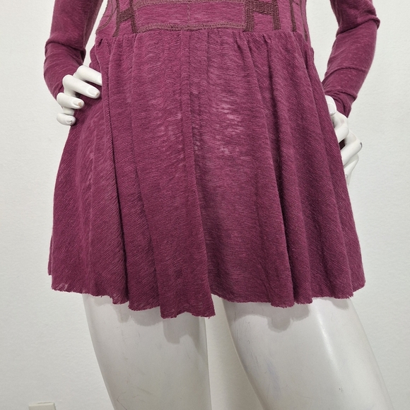 Free People Raspberry Jam Justyna Boho Coquette Long Sleeve Babydoll Top Size S - Picture 4 of 15